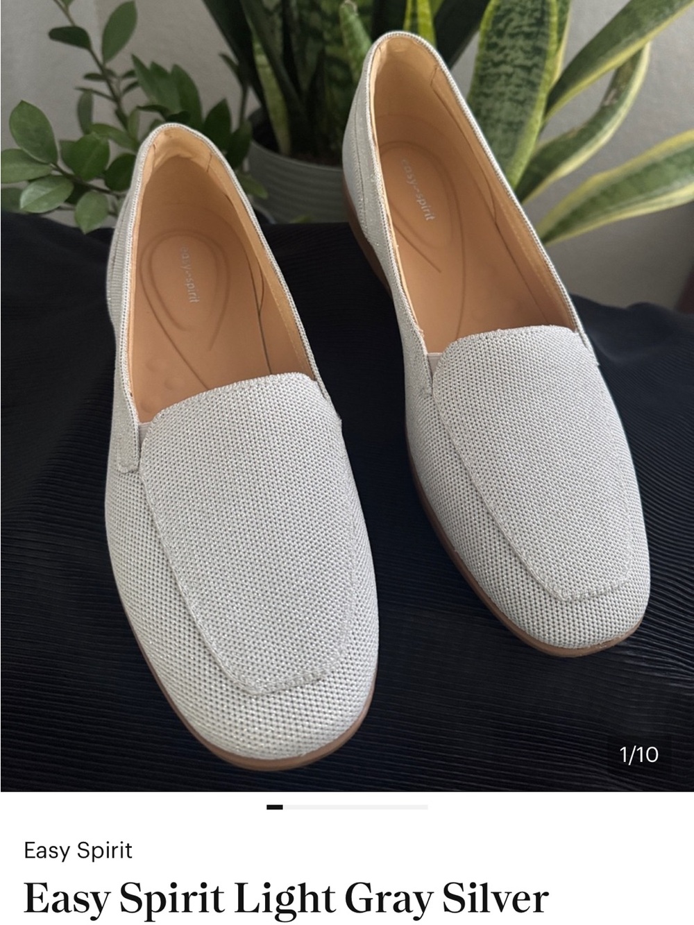 Easy Spirit Silver Light Gray Knit Slip-On Loafers Sz 6, like new only worn 2x